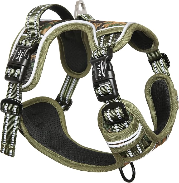 HEELE Dog Harness, No Pull Adjustable Padded Reflective Harness for Small Medium Large Dogs with Handle for Walking Training, Camo Green, S | No Choke with Control Handle, Soft Breathable Padded Pet Vest, Adjustable, Reflective Front Clip Vest for Nigh... - Image 7