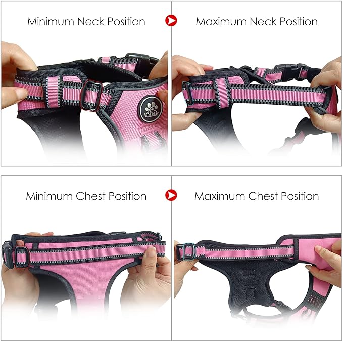 NESTROAD No Pull Dog Harness,Adjustable Oxford Dog Vest Harness with Leash,Reflective No-Choke Pet Harness with Easy Control Soft Handle for Small Dogs(X-Small,Pink) - Image 5