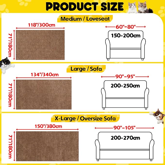 Loiion Cat Scratch Proof Furniture Protector Waterproof Sofa Cover 134"x71" | Pet-Friendly Couch Protector, Anti-Scratch & Anti-Slip Sofa Cover For Cats Dogs Kids, Machine Washable - Image 6