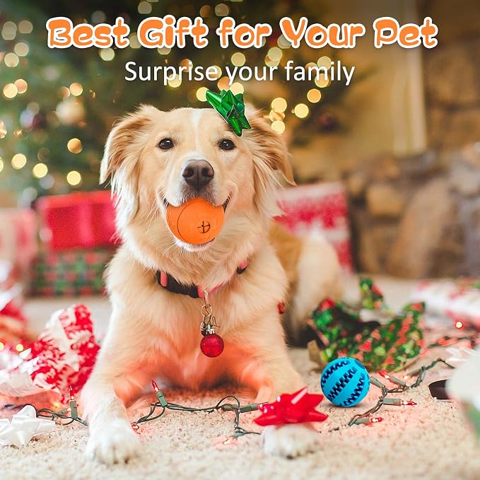 HIPPIH Dog Puzzle Toy 2 Pack, Interactive Dog Toys for Treat Dispensing | Durable Puppy Enrichment Toys, Dog Treat Ball for Teething, Slow Feeder, IQ Training, Blue-2.75'', Orange-3.14'' - Image 8