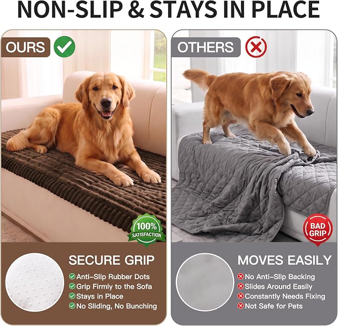 Pet Couch Cover for Sofa Couch Covers for Dogs, Non Slip & Pet Friendly | Non-Slip Backing, Machine Washable, Pet Friendly, Pet Hair & Scratch Protection, Sofa Cushion Protector(Brown, 27.6" x 82.7") - Image 4
