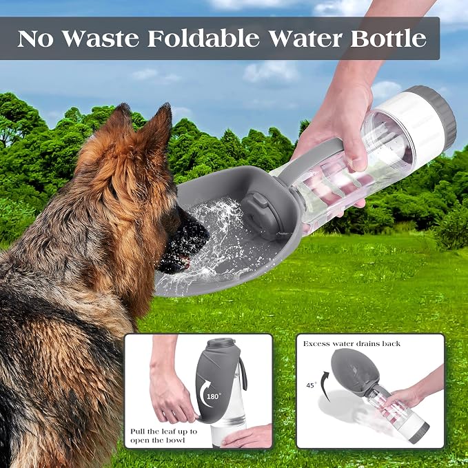 TIOVERY Dog Water Bottle Dispenser for Walking, Pet Water Feeder Container Portable with Drinking Cup Bowl Outdoor Hiking, Travel Large Grey - Image 5