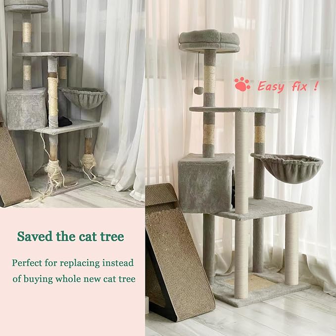 Cat Scratching Post Replacement Pole, 2 PCS 15.7in Cat Tree Replacement Post, Natural Sisal Cat Tree Replacement Parts with M8 Screws, Cat Scratch Post for Refurbishment (15.7in/40cm) - Image 3