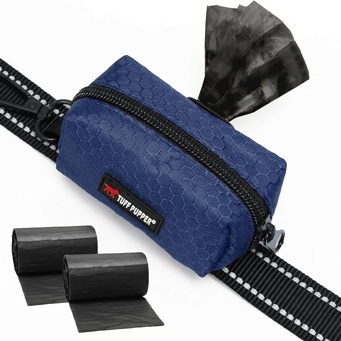 Tuff Pupper Dog Poop Bag Holder | Works with Any Dog Leash | Zippered Waste Bag Dispenser | Waterproof with Rust-Proof Clip | Convenient Lightweight Design | Includes 2 Rolls of Leak-Proof Bags by TuffPupper
