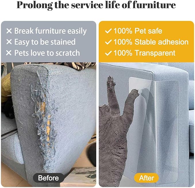 Generic Cat Scratch Furniture Protector, 15.8"x157" Thick Vinyl Couch Protector, Clear Self-Adhesive Cat Tape for Furniture, Sofa, Door, Walls - Image 4