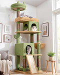 Globlazer Heavy Duty Cactus Cat Tree for Large Cats, Sturdy 72in Maine Coon Cat Tree for Large 20 lbs+ Cactus Cat Tower for Adult Biggest Cats with 6 Scratching Posts, Hammock, S72, Green by Globlazer