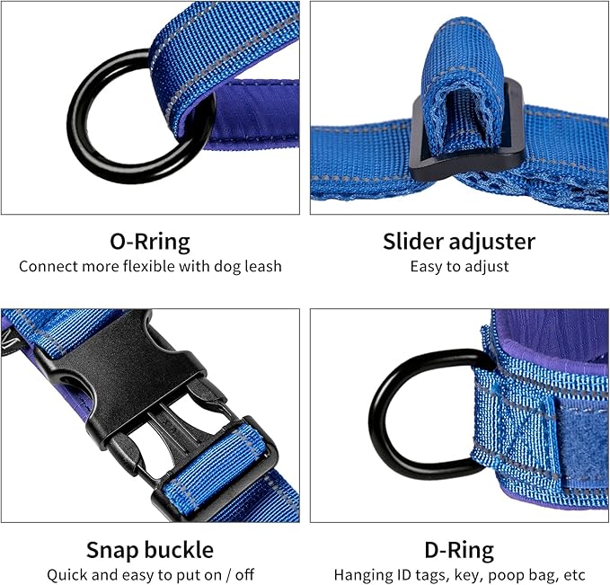 Annchwool No Pull Dog Harness with Padded Handle+5 Ft Leash,Reflective Strip Escape Proof and Quick Fit to Adjust Dog Harness,Easy for Training Walking for Small & Medium and Large Dogs(Blue-Set,S) - Image 3
