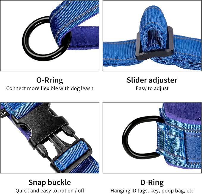 Annchwool No Pull Dog Harness with Soft Padded Handle-Reflective Strip Escape Proof and Quick Fit to Adjust Dog Harness-Easy for Training Walking for Small & Medium and Large Dogs(Blue,XS,1 in Width) - Image 3