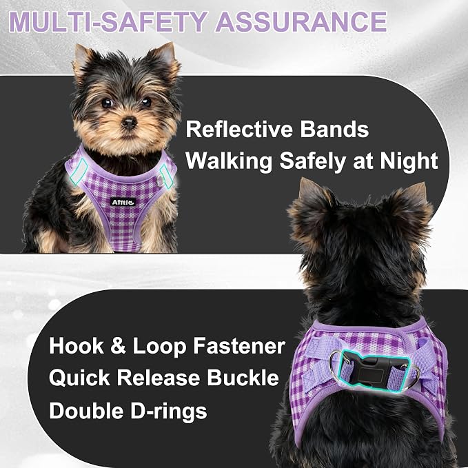 AIITLE Step in Small Dog Harness and Leash Set, Puppy Pet Vest, Purple S | Breathable Mesh, Adjustable Fit, No-Pull Reflective Design, Escape Proof, for Small-Medium Dogs, Outdoor Walking, Running - Image 8