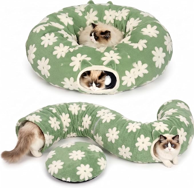 Pesen Cat Tunnel Bed with Soft Cushion for Indoor Cats and Kittens | Interactive Pet Toy Encourages Exploration, Supports Natural Instincts and Bonding for Cats, Small Dogs and Rabbits by Unknown