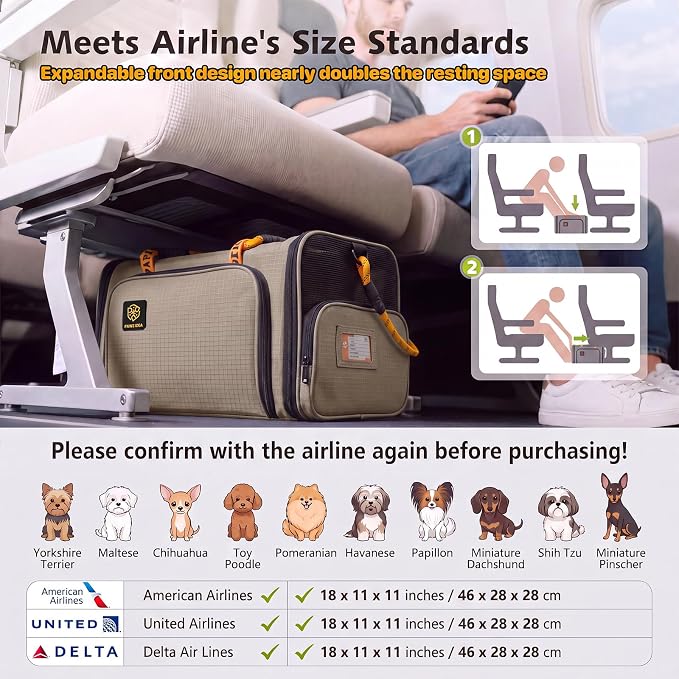 PAWZIDEA Expandable Pet Carrier for Small Cats & Dogs, TSA Airline Approved | 18"×11"×11" Soft-Sided Small Dog Travel Bag, Collapsible Top-Load Cat Carrier for 2 Cats Under Seat, Puppy Car Seat Up 15lbs - Image 8