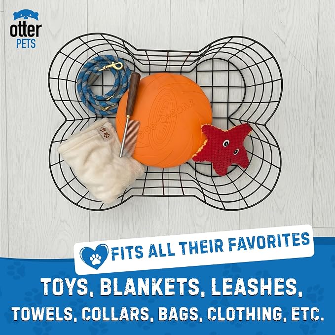 OtterPets Metal Dog Toy Basket Bone Shaped Indestructible Dog Toy Bin 17x13 | 17" long, 13" wide, 7" tall, metal wire dog storage organizer, dog toy bin, dog toy box, pet toy basket, dog toy storage - Image 5