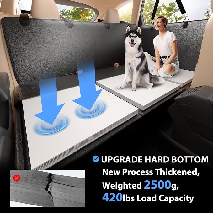 Dog Car Seat Cover for Back Seat, Hard Bottom, PU Leather Extender | Anti Scratch Backseat Dog Hammock for Cars, SUVs, Sedan, Waterproof, Pet Travel Bed, Easy to Clean, Non-Slip, Supports 420lbs - Image 7