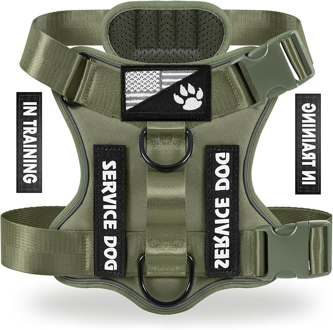 Service Dog Harness, Reflective Dog Vest Harness with 5 PCS Patches, Adjustable Soft Oxford Pet Harness, Inner Layer Mesh, Easy to Control for Small Medium Large Dogs by DemigreatLLC