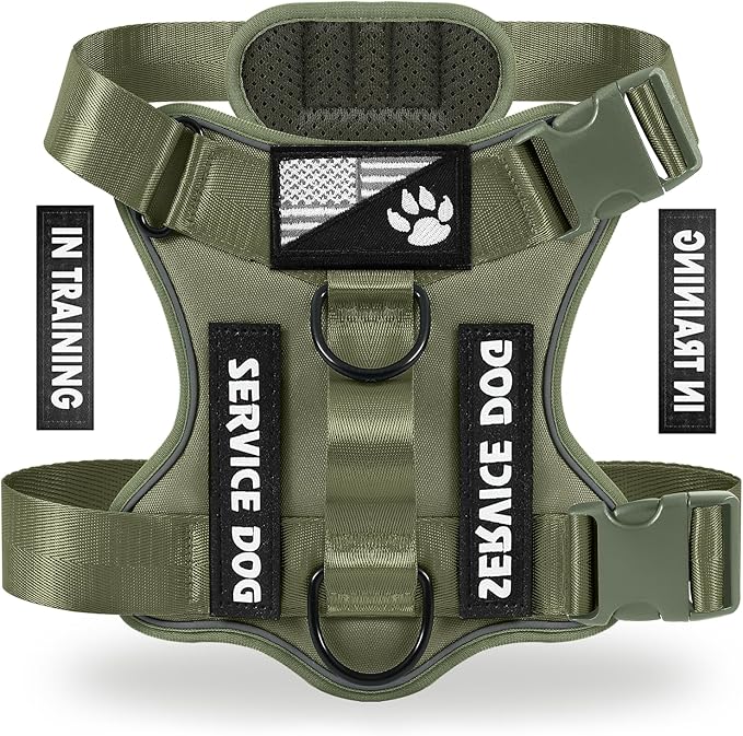 Service Dog Harness, Reflective Dog Vest Harness with 5 PCS Patches, Adjustable Soft Oxford Pet Harness, Inner Layer Mesh, Easy to Control for Small Medium Large Dogs by DemigreatLLC