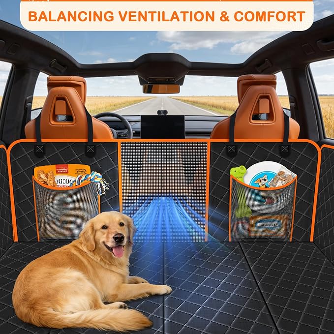 Dog Car Seat Cover for Back Seat with Bed Mat, Hard Bottom Dog Hammock | Extra Large Back seat Extender for Dogs, Waterproof, Anti Scratch, Safer, Easy to Use and Clean, Holds 450LBS - Image 4