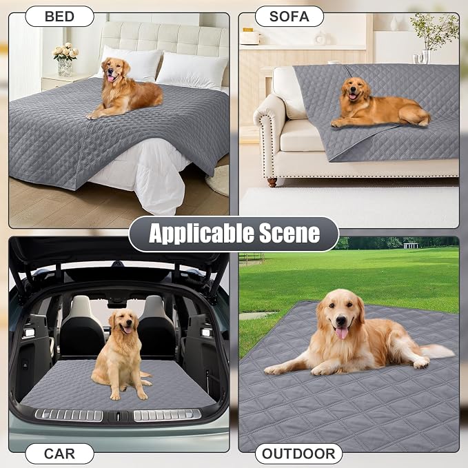 Smiry Waterproof Reversible Pet Couch Covers for Dogs | Pet Friendly, Soft Fabric, Washable Sofa Furniture Protector for Dogs Cat Kids, Checkered (68"x82", Grey/Grey) - Image 7
