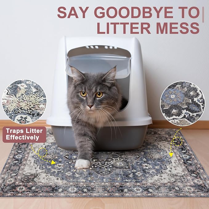 BEAUTYZOO Cat Litter Mat, 28" x 36" Large Litter Trapping Mat, Waterproof | Scatter Control, Absorbent Urine‑Proof, Soft On Paws, Non‑Slip, Machine Washable, For Indoor Cats & Kittens, Floor Use - Image 3