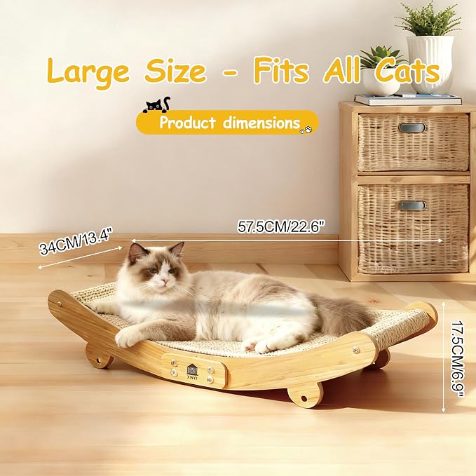 Sisal Cat Scratching Pad, 2 pcs Nartural Sisal Mats, Scratcher Lounge Rocking Beds and Fixed Beds 2-in-1 Cat Hammock - Image 3
