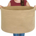 MEGASKET Extra Large Storage Basket, 22" X 22" X 14" Stuffed Animal Basket for Living Room Kids Room, Soft Cotton Rope Bin With Handle, Throw Blanket Storage, Stuffed Animal Toy Organizer Box by MEGASKET