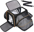 Pet Carrier, Large Soft Sided Expandable Travel Carrier with Steel Frame, Anti-Scratch Mesh, Removable Fleece Pad and Pockets for Cats, Dogs and Small Animals up to 15 lbs (Black, 5 Sides Expandable) by Handor