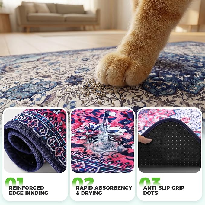 Hompet Cat Litter Mat 2 Pack, 48x60 Large Machine Washable Trapping Mats for Cats, Super Absorbent & Urine-Proof Cat Litter Box Mat for Floor, Waterproof & Non Slip Kitty Litter Rug - Image 5