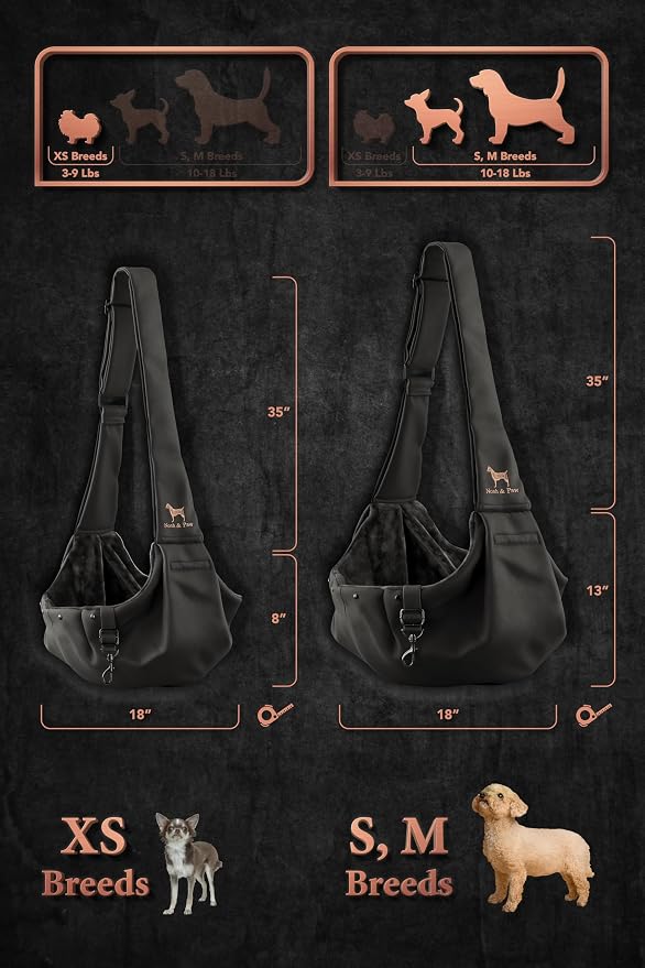 Noah & Paw Dog Sling Carrier for Small Dogs 5-18lb, Dog Sling for Small Dogs and Cats, Dog Carrier with Adjustable Padded Strap, Premium Twill, Lined with Fur, Double Safety Feature, Machine Washable - Image 4