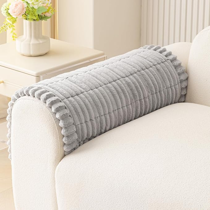 MEETSKY Couch Arm Covers for Dogs, Non Slip Plush Chair Covers Washable | Plush Sofa Protector, Pet Hair & Scratch Protection for Armrest/Backrest, Against Fur, Dirt, Light Grey, 27.6" x 27.6" by MEETSKY