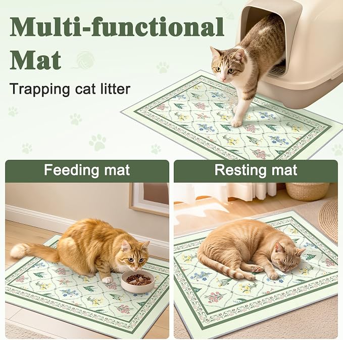 Bienbee Cat Litter Mat, 2 Pack 33" x 22" Machine Washable for Litter Boxes | Cat Litter Rug with Waterproof Backing, Non-Slip Grip and Soft On Kitty Paws to Catch Litter and Protect Floor - Image 7