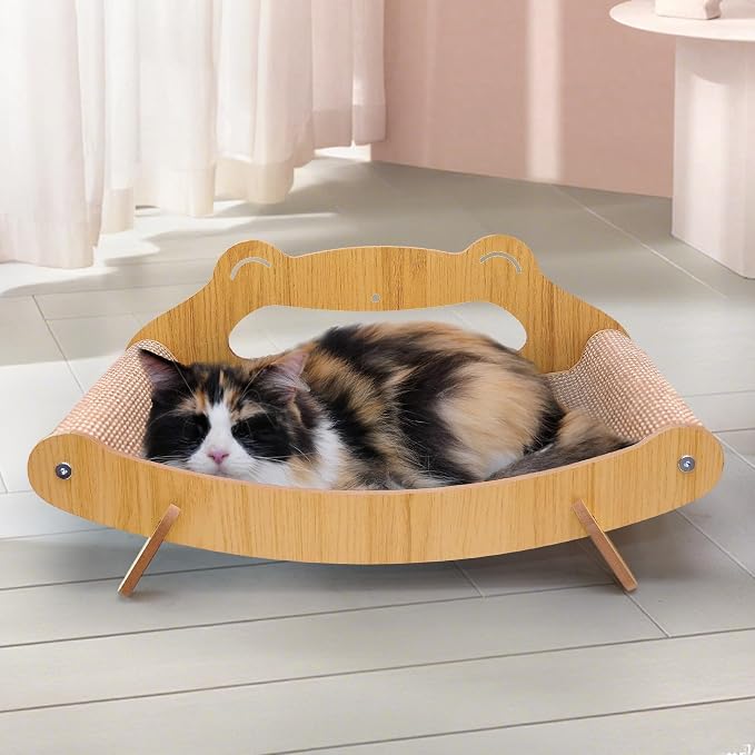 Sisal Cat Scratcher Bed with Hammock, Solid Wood Frame Cat Scratch Pad & Lounger for Indoor Cats, Durable Natural Sisal Cat Furniture Protector for Scratch, Rest and Sleep(Large) - Image 7