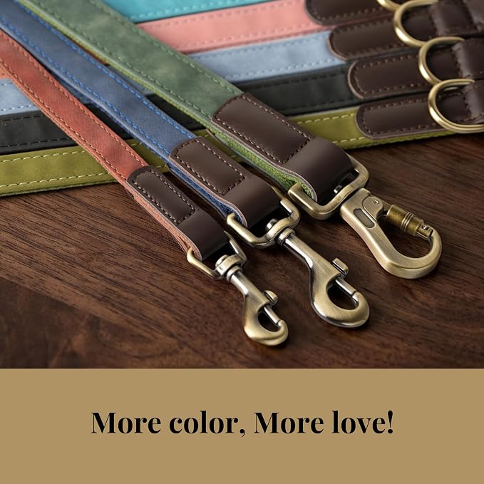 PU Leather Dog Leash for Medium Dogs, 5ft Soft Padded Handle, Brown | Comfortable Grip for Daily Walking Training, Full Control, Metal D-ring, Tangle-Free 360° Swivel Clasp, Easy to Clean, 3/4in - Image 5
