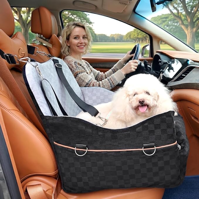 WOOCHPET Dog Car Seat for Small Pets Sturdy Puppy Booster Bed with Elevated Window View Washable Travel Carrier up to 35 Lbs - Image 9