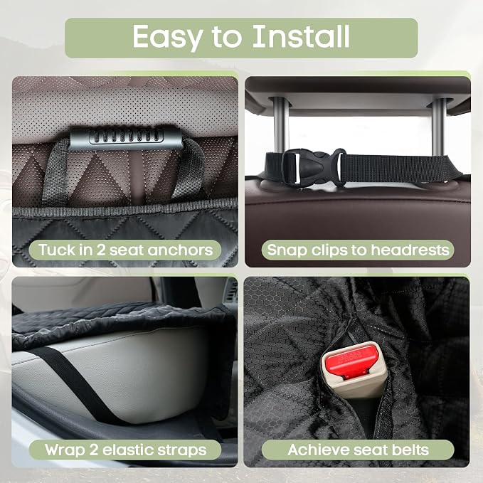 Back Seat Cover for Dogs, Bench Seat Cover Protector with Side Flaps | 600D Oxford, Waterproof Scratchproof Non-Slip Car Seat for Dogs, Velcro Openings for Child Seat Access, Fits Cars Trucks SUVs - Image 7