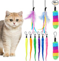 Interactive Cat Toys Replacement Tails Accessories for Cat Ball, 10Pcs | Feather, Worm, Plush Attachments, With Bells, Fun and Engaging, Soft and Safe, Multiple Colors and Styles, Easy to Attach by GOGODOGYA