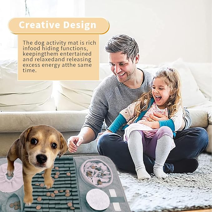 Snuffle mat for Dogs Iteractive Dog Puzzle Toy Used for Training Stress Relief This sniffing mat effectively slows your dog's eating pace. Suitable for indoor and outdoor use. Gray (26 x 17 inches) - Image 9