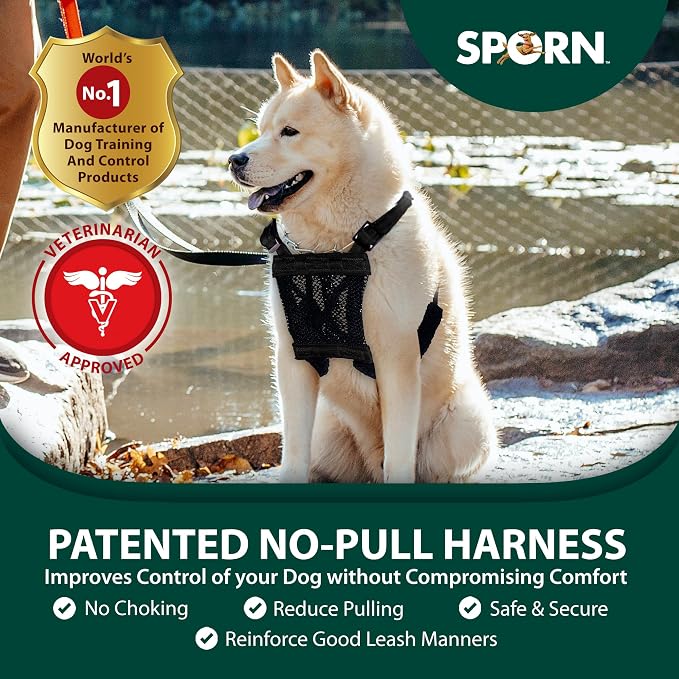 Sporn No Pull Dog Harness, Durable Nylon Mesh Harness for Large Dogs, No Choke Design, Padded Restraint Sleeves, Adjustable Fit, Easy On/Off, Large/XL for Extra Large Breeds, Black - Image 2