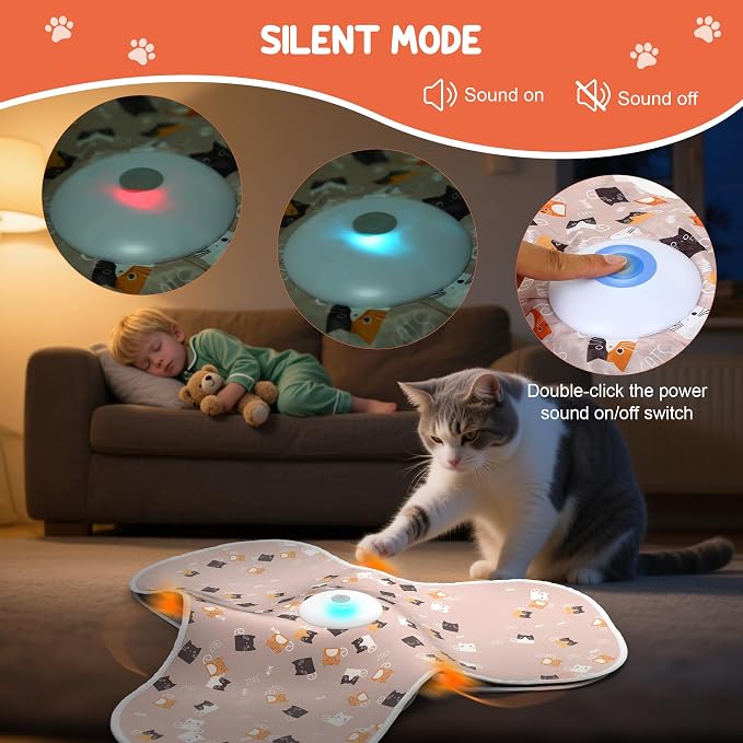 ‌‌Interactive Cat Toys for Indoor Cats‌ Adult‌ with Feather Tail Switchable Mouse Sounds, ‌Kitten Enrichment Toys‌ for Hunting Self Play, Automatic Rechargeable Quiet Game to Bored (Pink) - Image 3