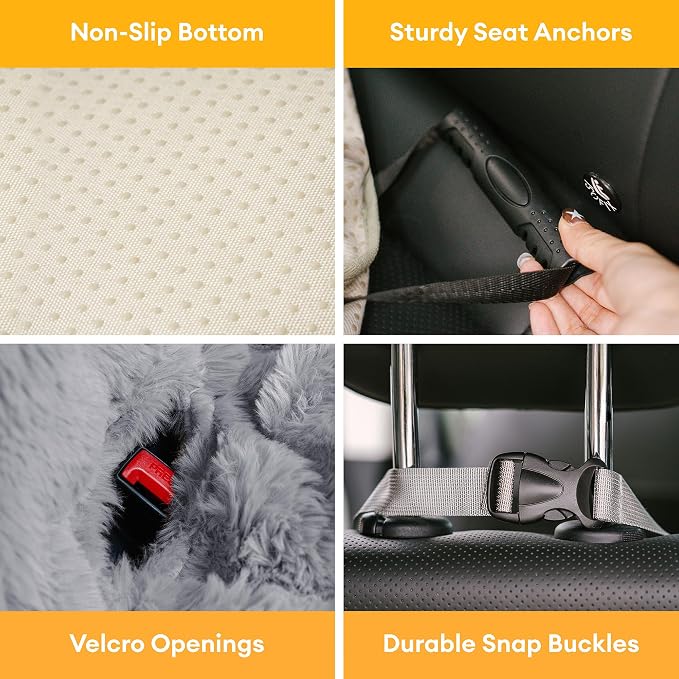 FUNNY FUZZY Luxurious Dog Car Seat Cover, Waterproof Backseat Covers | Faux Rabbit Fur, Full Backseat Protector, Non-Slip, Hair, Dirt & Scratch Defense, Machine Washable, Fits Cars, SUVs & Trucks - Image 4