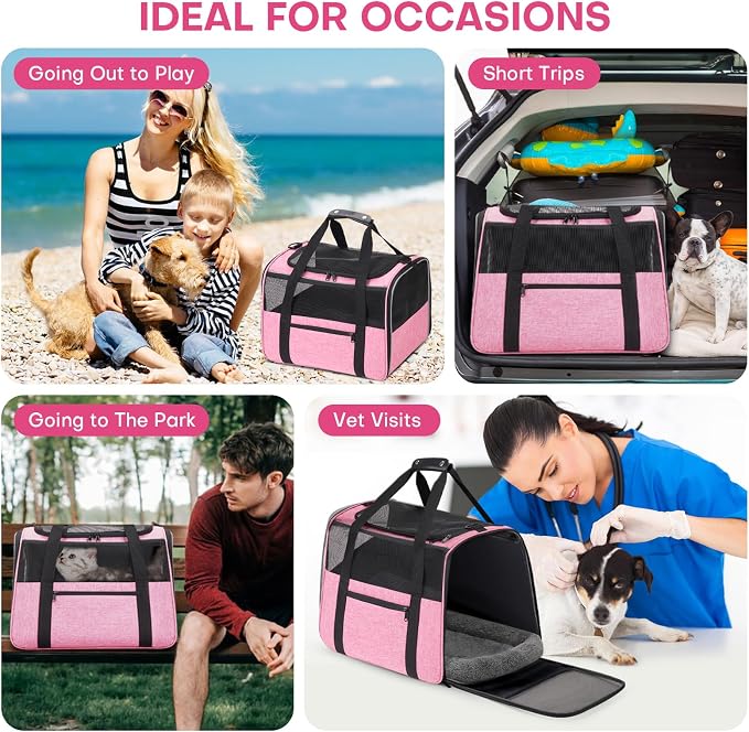 JUNGYOUN Premium ​Cat Carrier - ​Pet Carrier for Cat & Small Dogs up to 15lbs - ​Airline Approved Travel Dog Carrier with Anti-Escape Zippers, Collapsible Travel Bowl & Padded Strap - Image 3