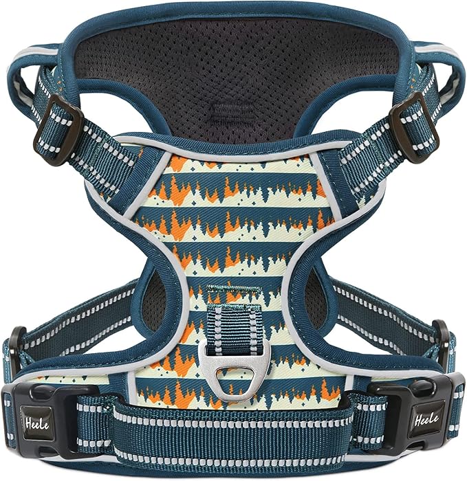 HEELE Dog Harness, No Pull Adjustable Padded Reflective Harness for Small Medium Large Dogs with Handle for Walking Training, Flower-Sunset Valley, S | Front Clip for Small Dog Harness, 2 Metal Rings with Handle, Adjustable, Soft Breathable Padded Pet ... by HEELE