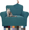 YEMYHOM Couch Cover Latest Jacquard Design High Stretch Sofa Chair Covers for Living Room, Pet Dog Cat Proof Armchair Slipcover Non Slip Magic Elastic Furniture Protector,Small (Chair, Teal) by YEMYHOM