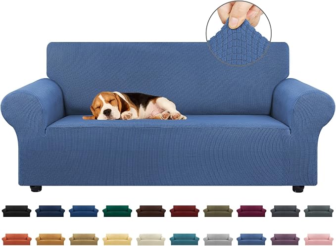 KEKUOU Stretch Loveseat Couch Cover, 2 Cushion Couch Slipcover,Riverside | 1-Piece Washable Sofa Cover Pet Friendly (55"-78") Furniture Protector Soft Jacquard, Elastic Bottom for Dogs & Kids by KEKUOU