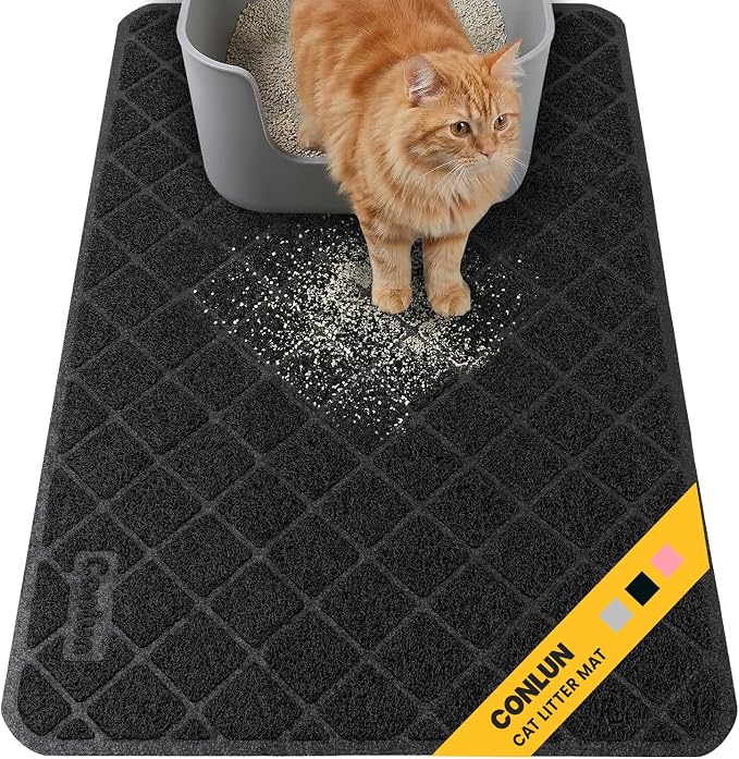 Conlun Cat Litter Mat Litter Trapping Mat, 24" x 17" Premium Durable PVC Grid Mesh with Scatter Control, Non-slip, Less Waste Cat Litter Box Mat, Soft on Kitty’s Paws, Urine Waterproof by Conlun