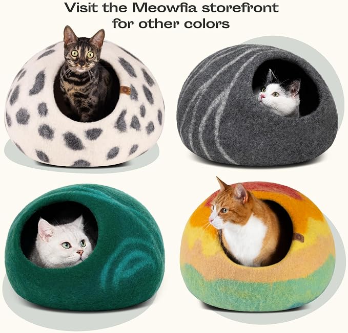 Cat Cave - Merino Wool Bed for Indoor Cats (Back Aqua, Medium) | Cat Bed Enclosure, Premium Felt, Handmade, Super Soft, Lightweight, Breathable, Adjustable Shape - Image 7