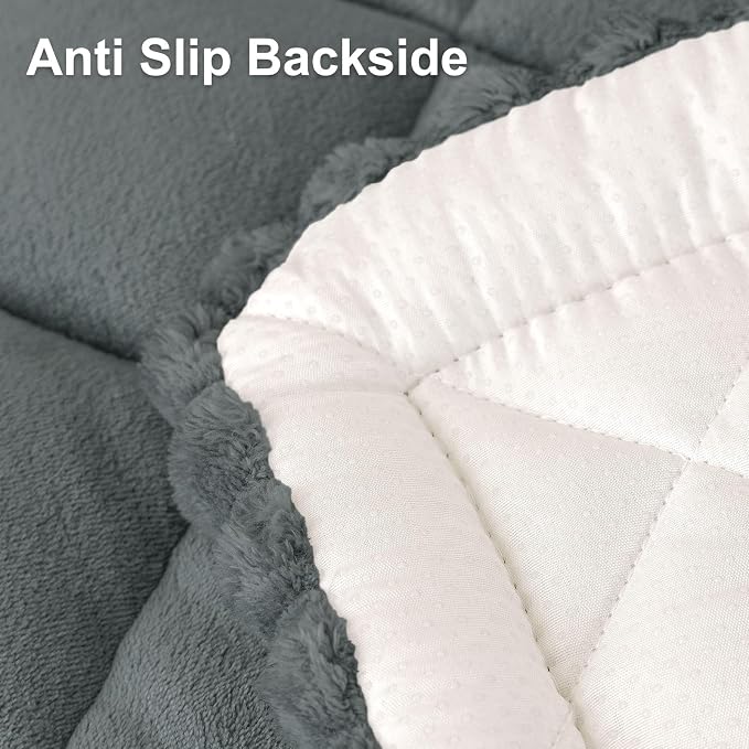 Smiry Non Slip Couch Cover for Dogs, Fuzzy Plush Pet Sofa Protector | Washable Furniture Cover for Large Dogs & Cats, Scratch & Dirt Resistant, For 3 Cushion Couch, Dark Grey, 27.6"x70.9" - Image 7