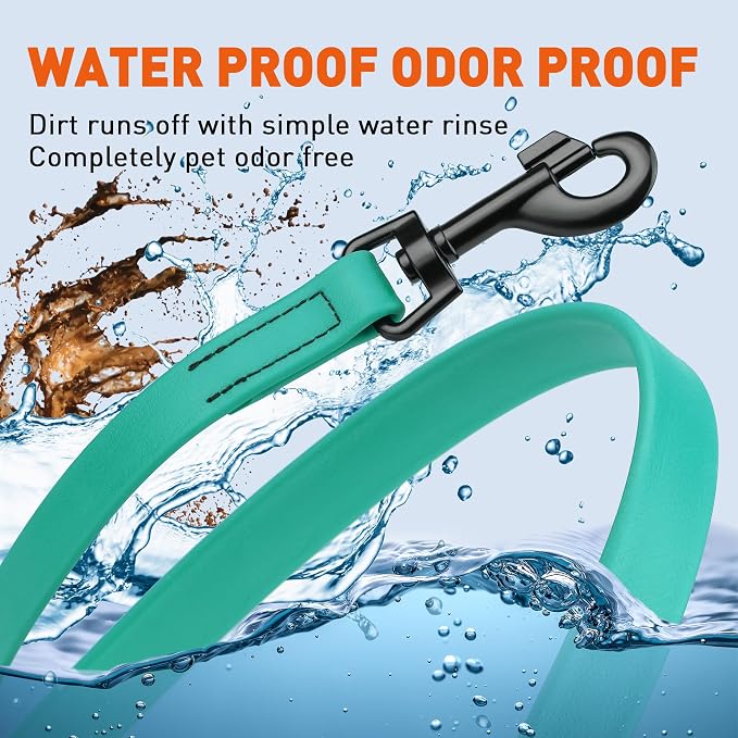 Dogline Biothane Waterproof Dog Leash Strong Coated Nylon Webbing with Black Hardware Odor-Proof Easy to Clean High Performance for Small or Large Dogs Made in USA 4 or 6 ft Lead, Teal - Image 6