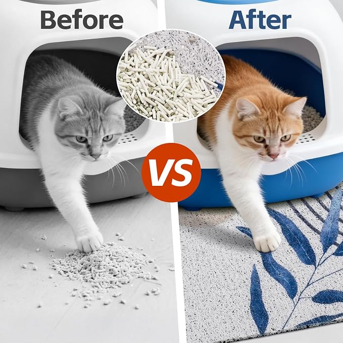 Cat Litter Mat Litter Trapping Mat, 33"x24" Waterproof Urine Proof Litter Box Mat Catcher Mat Non-Slip Washable for Kitty Kitten, Blue - Image 2