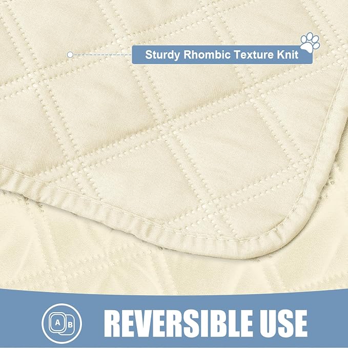 Smiry Waterproof Reversible Pet Couch Covers for Dogs | Pet Friendly, Soft Fabric, Washable Sofa Furniture Protector for Dogs Cat Kids, Checkered (52"x82", Beige/Beige) - Image 4