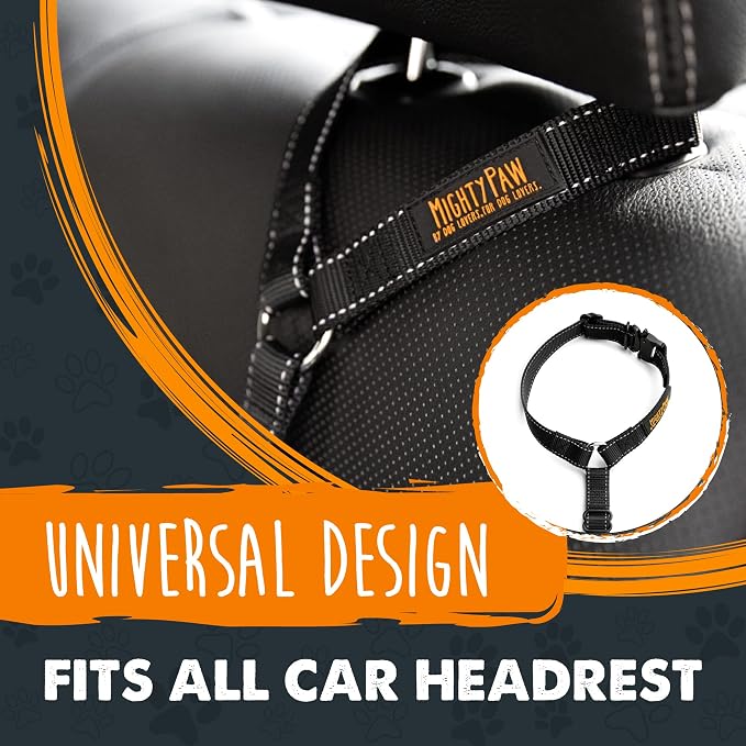 Mighty Paw Dog Seat Belt for Car Headrest, for Small, Medium & Large Dogs | Adjustable, Nylon, Aircraft-Grade Aluminum Carabiner, Tangle-Free Swivel Clip, Adjusts 18.5-30 In - Image 3