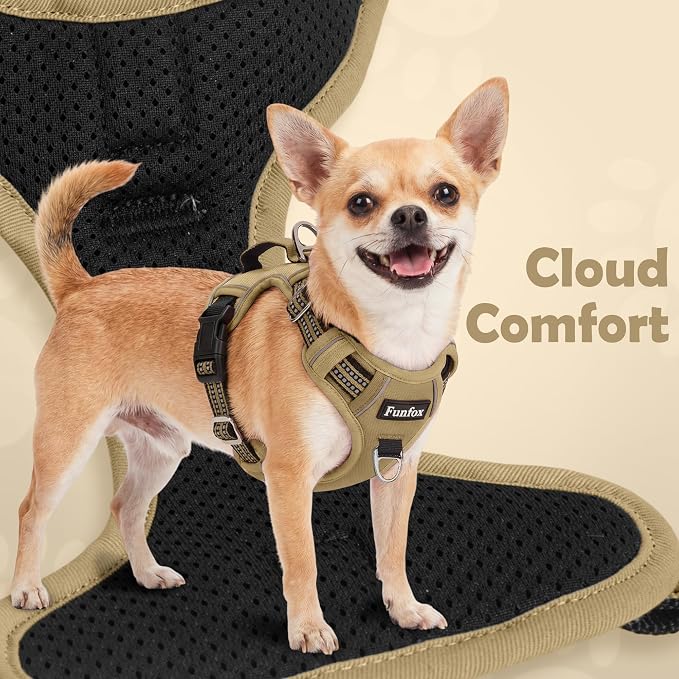 Dog Harness No Pull, Adjustable Pet Vest Harness, Super Soft Material with Vertical Handle Easy Control, Reflective Night Walking, 2 Leash Clips for Large Dogs, Brown, L - Image 6